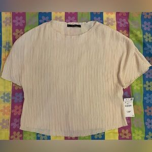 Zara short sleeve beige top size small.